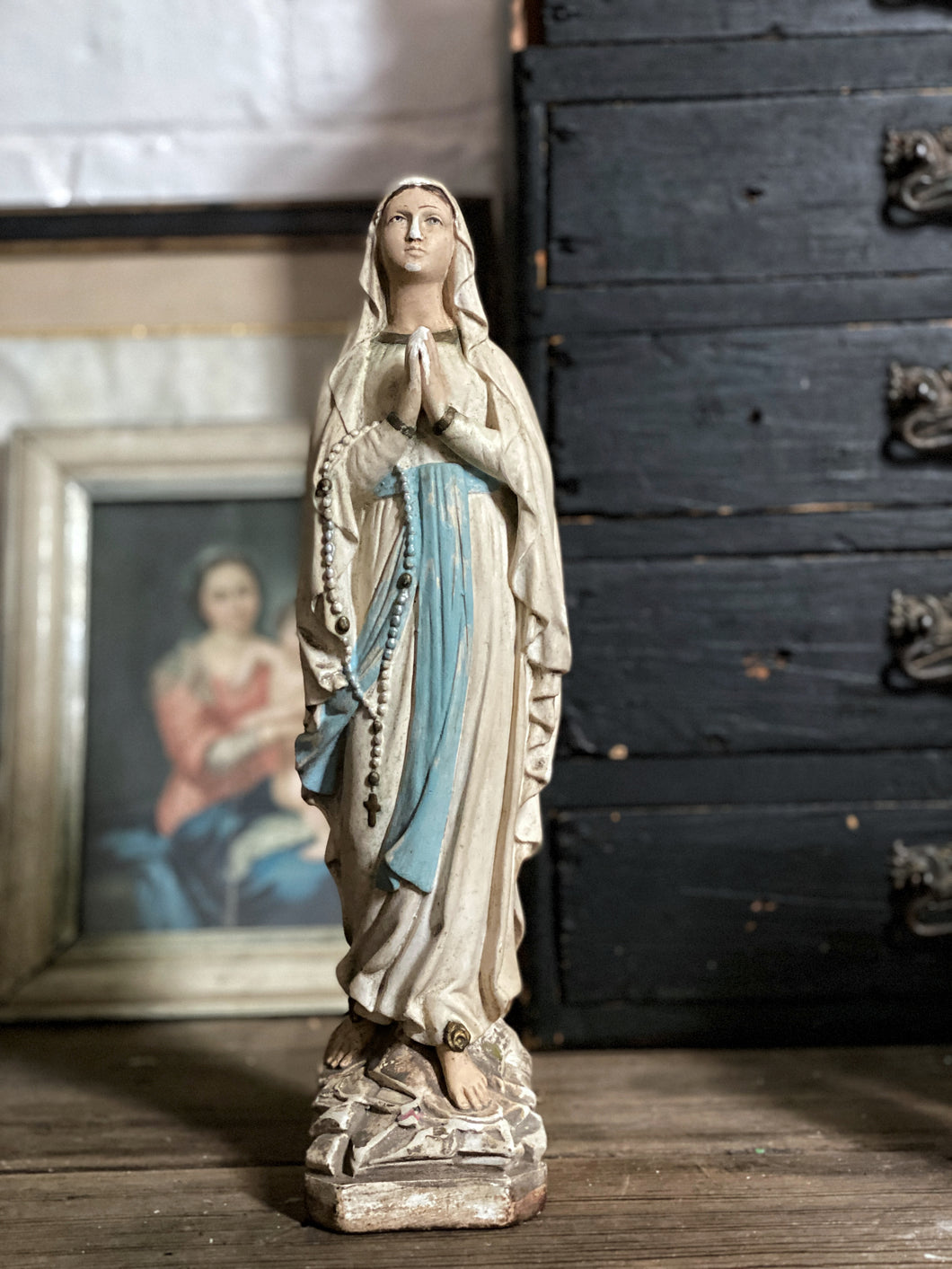 French Plaster Religious Madonna figure