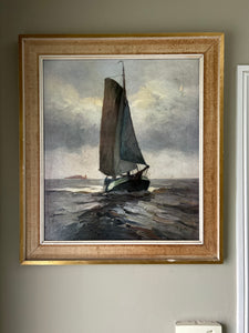 A Mid century Vintage seascape painting signed by Rudolf Guba 1884-1950
