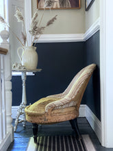 Load image into Gallery viewer, Antique French Napoleon III Tub Chair deconstructed ticking stripe fabric