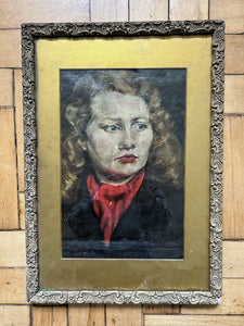 Vintage Realism 1940's Irish school oil painting portrait on canvas