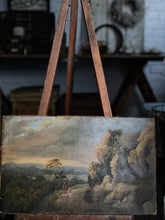 Load image into Gallery viewer, Antique Primitive landscape oil painting on board