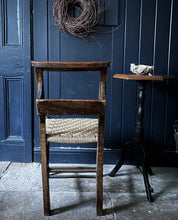 Load image into Gallery viewer, A Victorian Antique simple wooden chapel chair with string woven seat