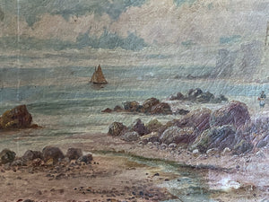 A Victorian Seascape Oil Painting on Canvas Signed Cyril Tempest