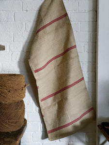 Vintage Hungarian linen striped grain sack