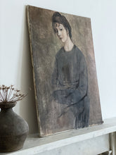 Load image into Gallery viewer, Vintage Mid 20th century Modern oil painting portrait lady girl