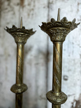 Load image into Gallery viewer, French Antique Vintage brass church altar candle sticks pair