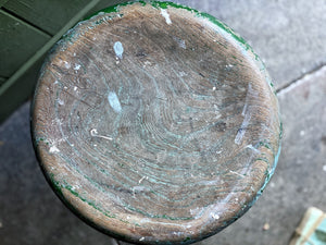 Vintage Antique farmhouse country style wooden green painted stool