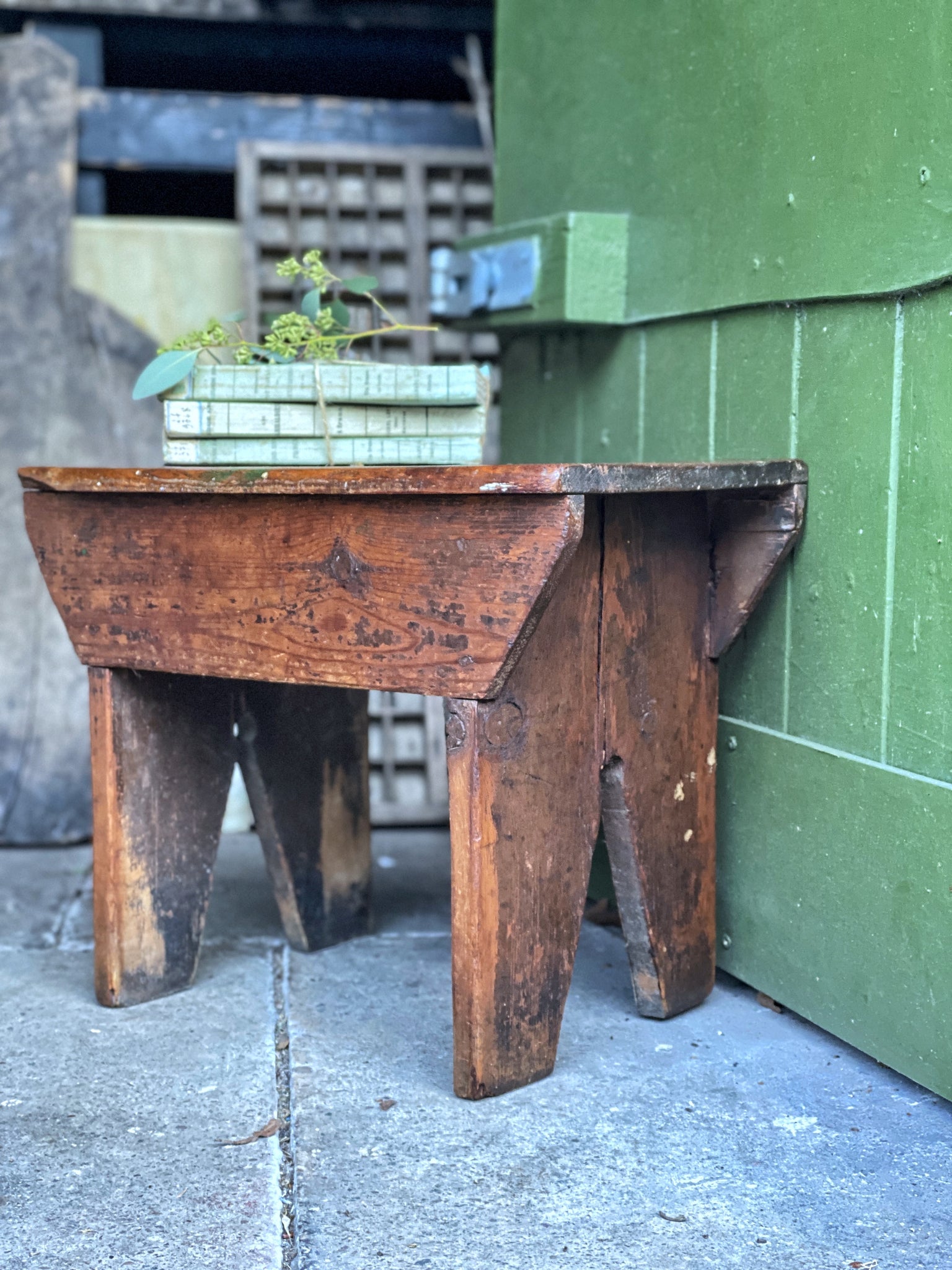 Antique Vintage rural farmhouse country style kitchen step stool