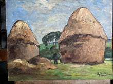 Load image into Gallery viewer, Vintage French Farm country rural scene Landscape oil painting signed