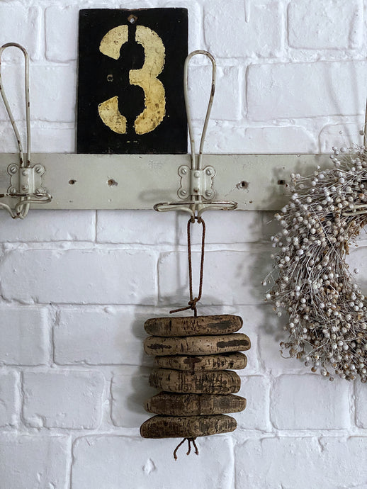 A set of Vintage Boat cork floats on rope