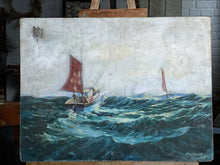 Load image into Gallery viewer, Vintage signed nautical seascape oil painting Edward Hopper style-D McDonald