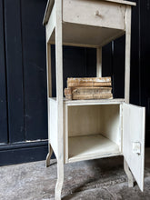 Load image into Gallery viewer, A vintage white painted metal locker style cabinet