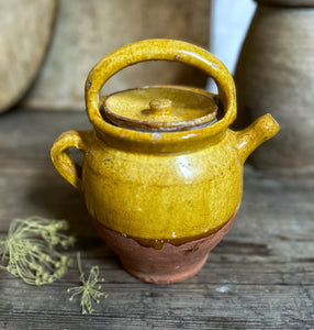 French antique Mediterranean gargoulette glazed terracotta water jug