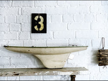 Load image into Gallery viewer, An antique wooden pond yacht boat with original paint work and signage
