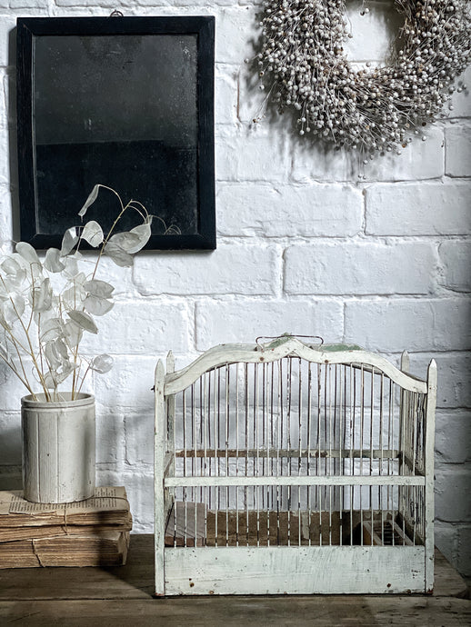 Vintage French Wooden Bird Cage
