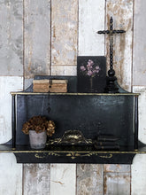 Load image into Gallery viewer, Vintage Black &amp; Gold Painted Shelf Wall Display Unit