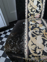 Load image into Gallery viewer, 19th Century Antique Victorian Black Velvet &amp; Needlepoint Slipper Chair