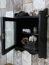 Load image into Gallery viewer, Victorian Black Glazed Wall Cupboard with Decorative Fret Work