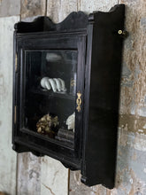 Load image into Gallery viewer, Victorian Black Glazed Wall Cupboard with Decorative Fret Work