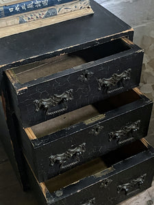 Set of Black Antique Painted Crackle Glaze Table Top Drawers