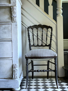 French Napoleon III Chiavari Ebonised hand painted chair