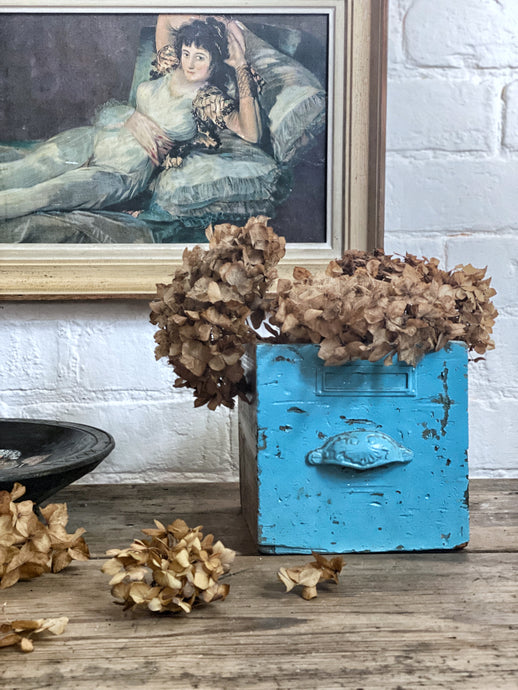 Blue Painted Decorative Vintage Drawer