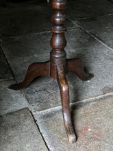 Load image into Gallery viewer, Antique 19th Century Brown wooden bobbin tripod leg wine occasional table