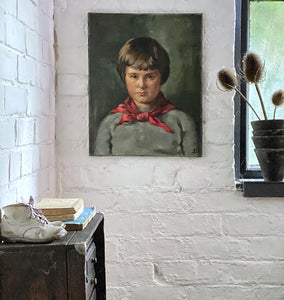 Mid 20th Century British Portrait Painting in Oils on Stretched Canvas