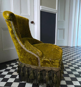Victorian Damask Velvet Occasional Chair 1880s