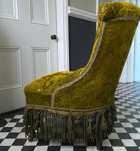 Victorian Damask Velvet Occasional Chair 1880s