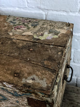 Load image into Gallery viewer, A beautiful vintage wallpapered wooden storage chest