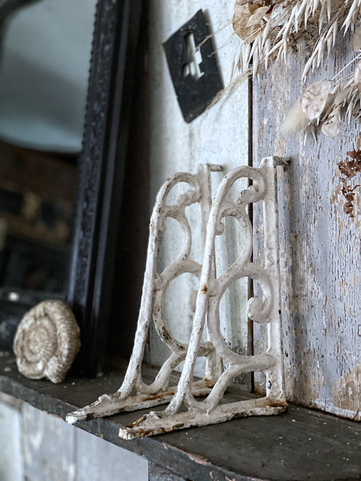 Pair of Original Antique Wrought Iron Shelf Brackets
