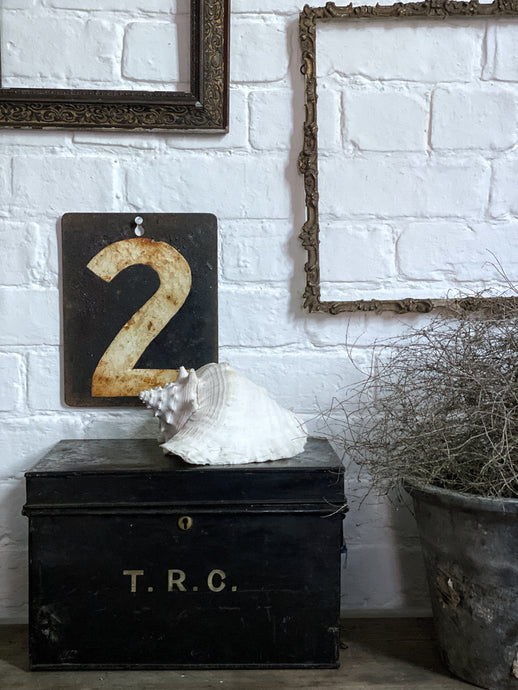 Metal Victorian Initialled Deed Box with Working Lock & Key