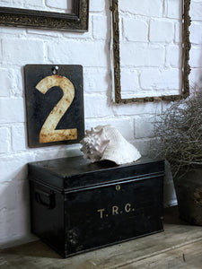 Metal Victorian Initialled Deed Box with Working Lock & Key