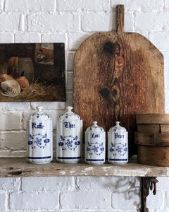 A set of Dutch Vintage Ceramic Pottery Kitchen storage Jars