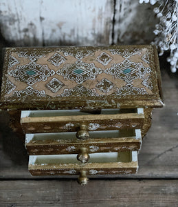 Gilt gold decorative Minature Italian Florentine chest jewellery box