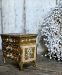 Gilt gold decorative Minature Italian Florentine chest jewellery box