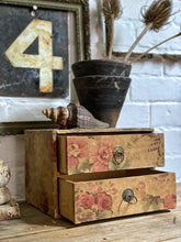 Load image into Gallery viewer, Pretty Faded Floral Fabric Covered Chest with 2 Drawers