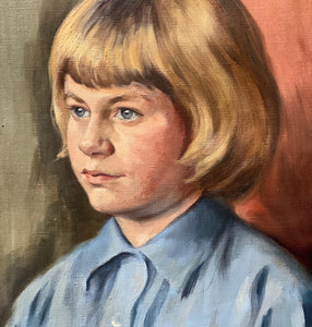 Mid 20th Century British Portrait in Oils on Stretched Canvas