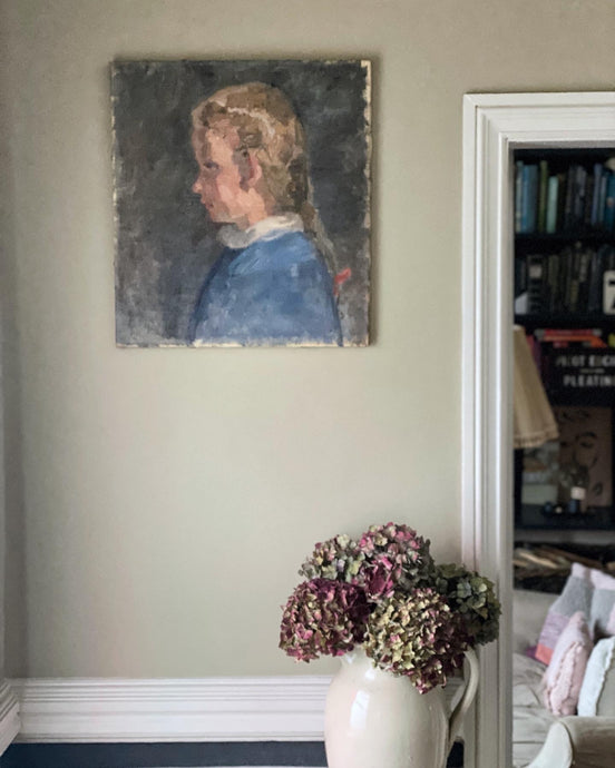 A vintage Swedish portrait in oils on stretched canvas
