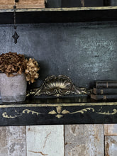 Load image into Gallery viewer, Vintage Black &amp; Gold Painted Shelf Wall Display Unit