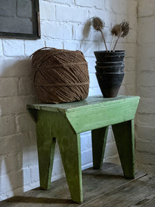 Green Painted Farmhouse Country Style Vintage Milking Stool