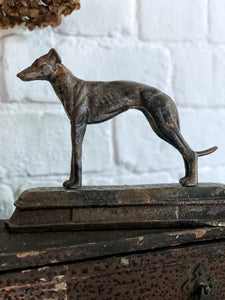 Vintage Cast Iron Figurative Greyhound on Plinth