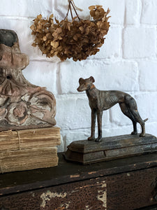 Vintage Cast Iron Figurative Greyhound on Plinth