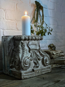 This vintage, Indian, Carved, wooden candle holder, is beautifully decorative and is made from bleached hard wood.