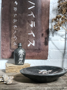 Vintage Japanese Wooden Carved Decorative Bowl