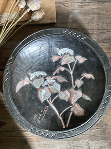 Vintage Japanese Wooden Carved Decorative Bowl