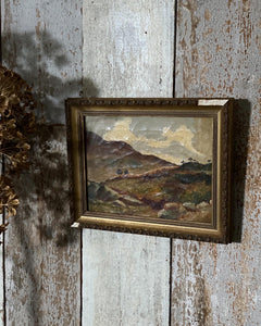 lovely 19th Century impressionist, abstract landscape oil painting, is painted on stretched canvas and framed.