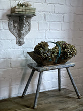 Load image into Gallery viewer, A Vintage French lilac chippy painted wooden rustic milking stool