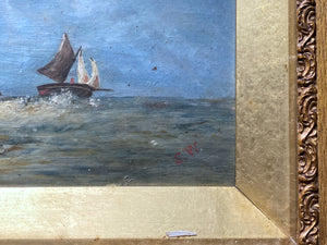 Antique Nautical Seascape Oil Painting